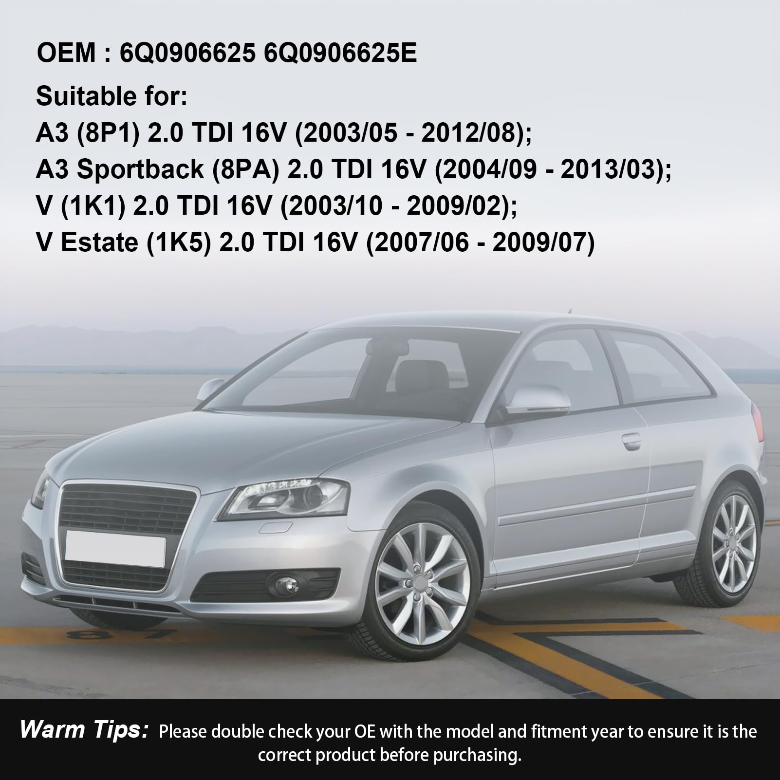 Convertitore di pressione della valvola EGR per Rabbit V (1K1), A3 (8P1)(8PA), V Estate (1K5) 2.0 TDI 16V # 6Q0906625 6Q0906625E