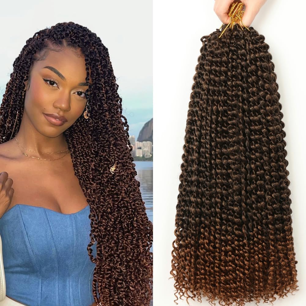 Passion Twist Hair,6 paquetes extensiones de pelo18 pulgadas pelo para trenzas africanas extensiones de pelo, trenzas postizas YDDM Passion Twist Crochet Hair,pelo sintetico para trenzas(T1B-30#)