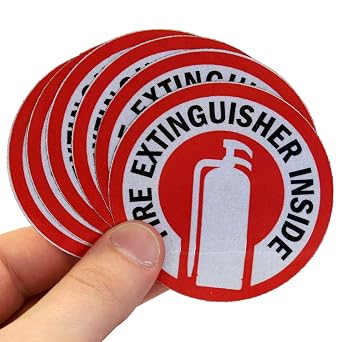 SmartSign Fire Extinguisher Inside Stickers | 2.75 x 2.75 Engineer Grade Reflective Labels with Aggressive Adhesive, Pack of 6