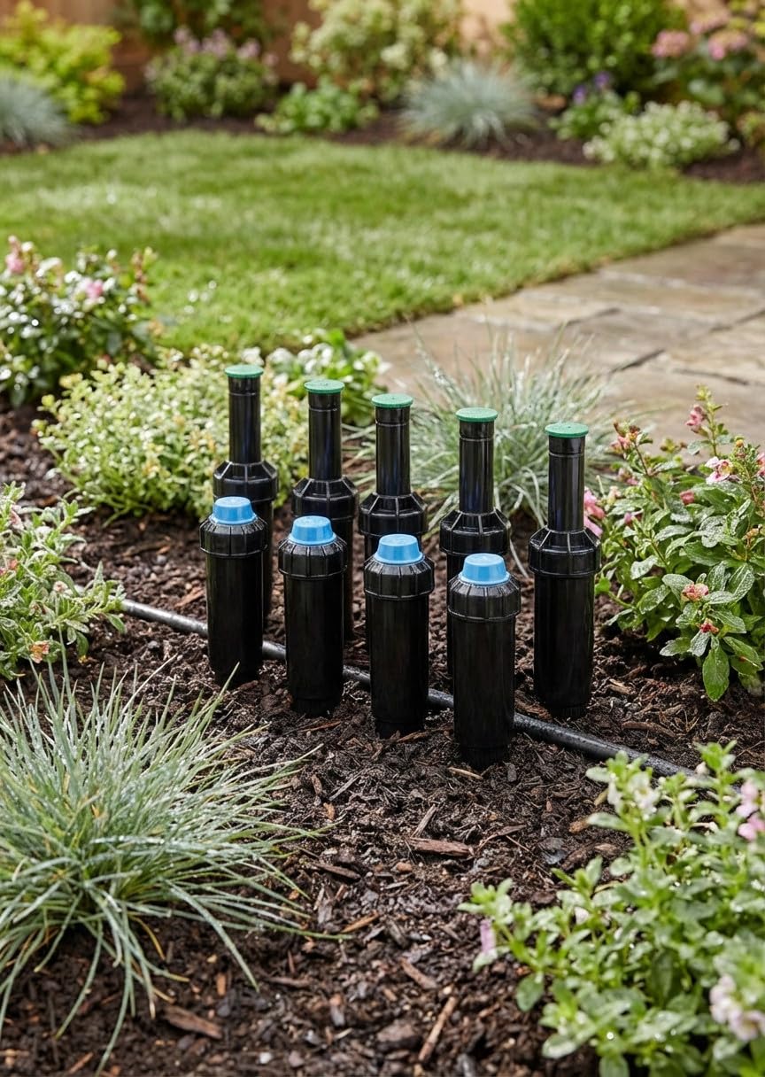 Suinga Confezione da 50 diffusori emergenti NP da 5 cm con ugello KVF-8 K-Rain | Portata 2,4 metri | Regolabile da 0° a 360° | Irrigazione accurata e basso consumo di acqua | Piccoli giardini