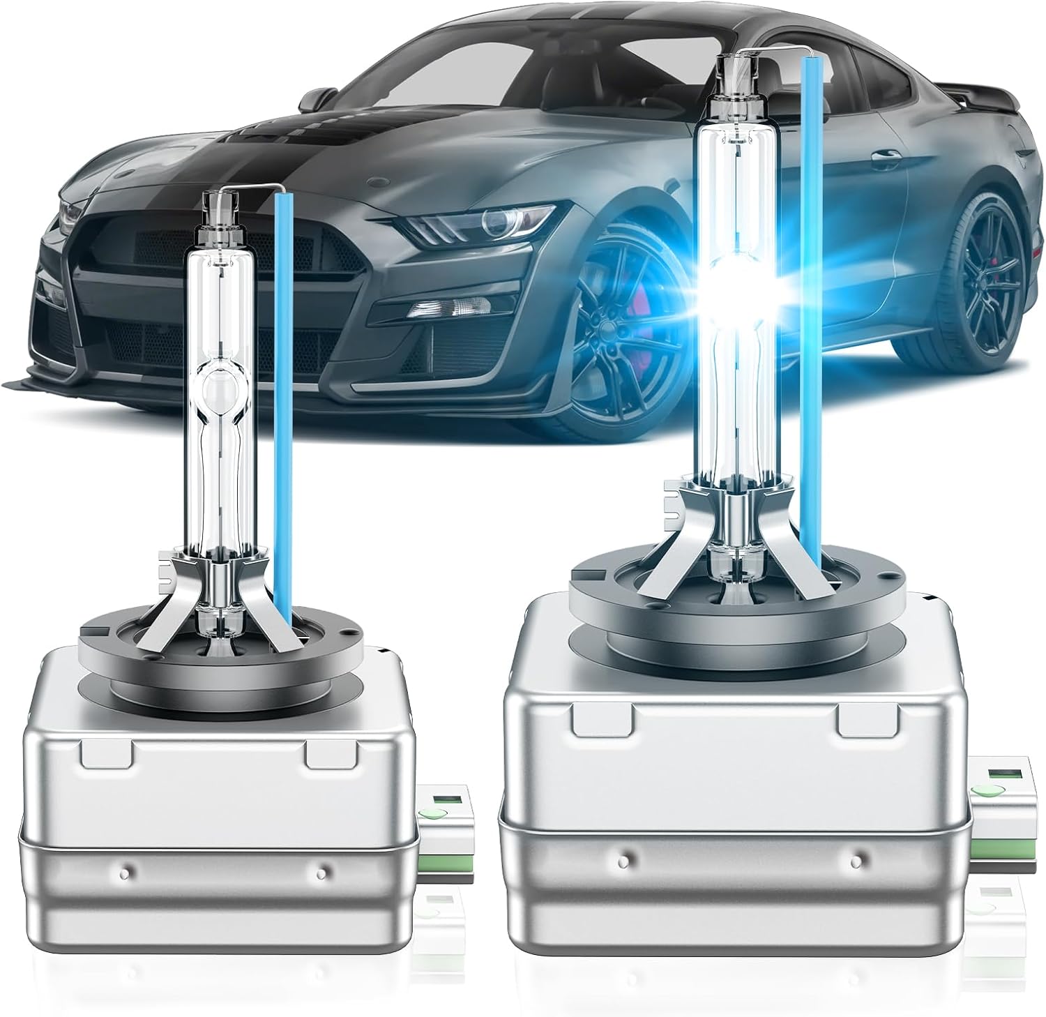 Fit for Ford 2010-2023 Mustang Shelby GT350 GT500 2011-2015 Explorer XLT 2019-2023 Transit D3S HID Xenon Headlight Bulbs, High Low Beam Light Bulb, 8000K White Blue, Pack of 2