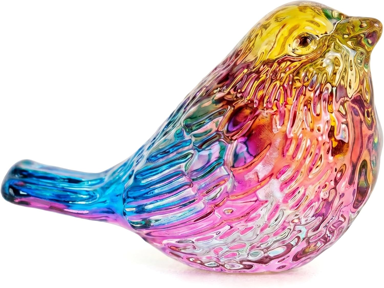 Hand-Blown Glass Bird Figurine, Colorful Collectible Home Decor