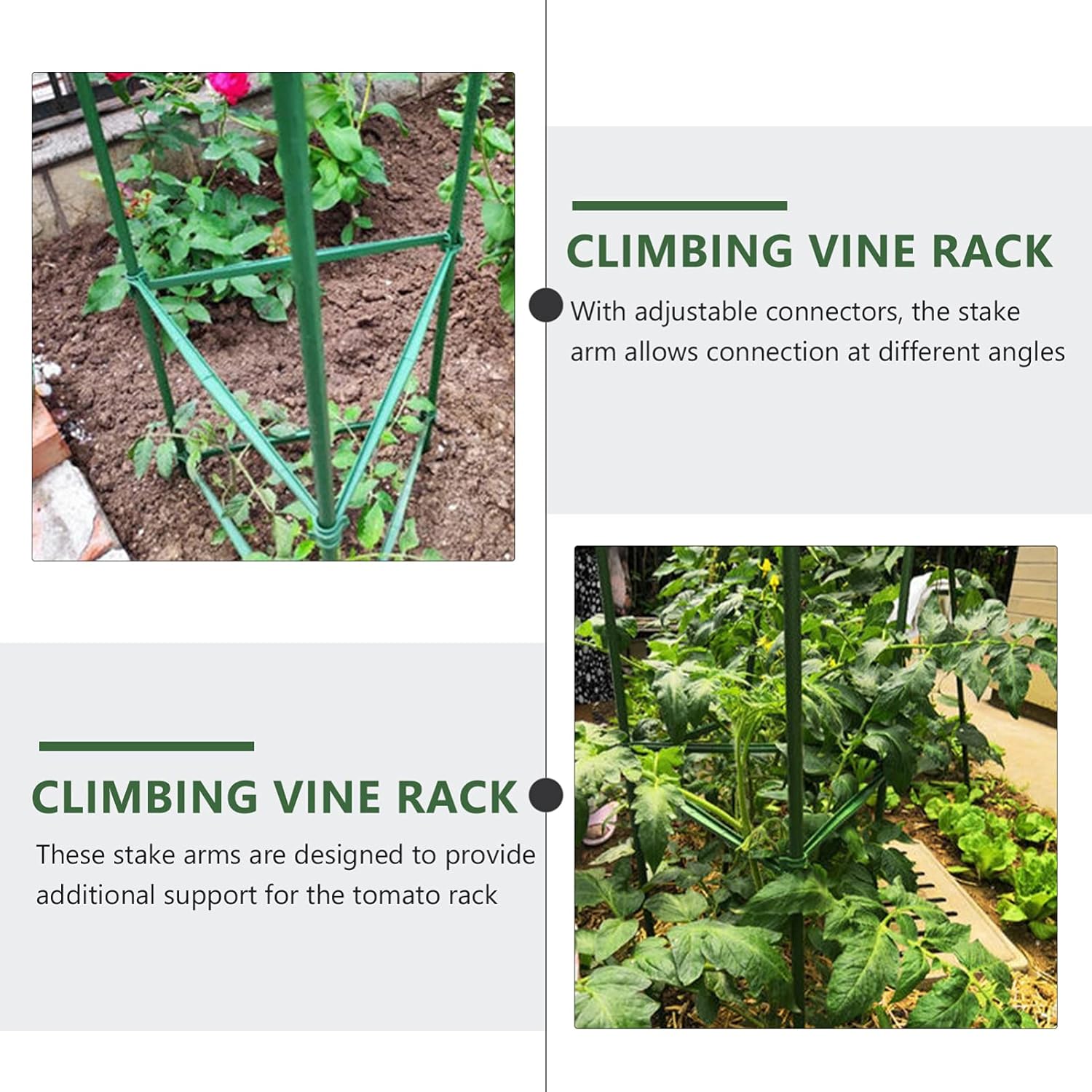 DOITOOL Expandable Trellis Plant Support Connectors for 11Mm Diameter Stakes 50Pcs Lightweight Reusable Garden Stake Arms with Adjustable Angles for Tomato Cages and Climbing Plants