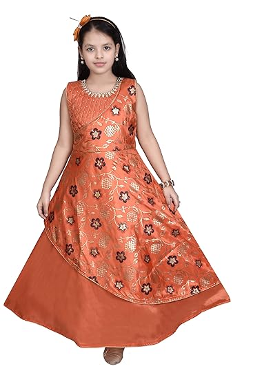 Sky Heights Girls Silk Blend A-Line Maxi Dress