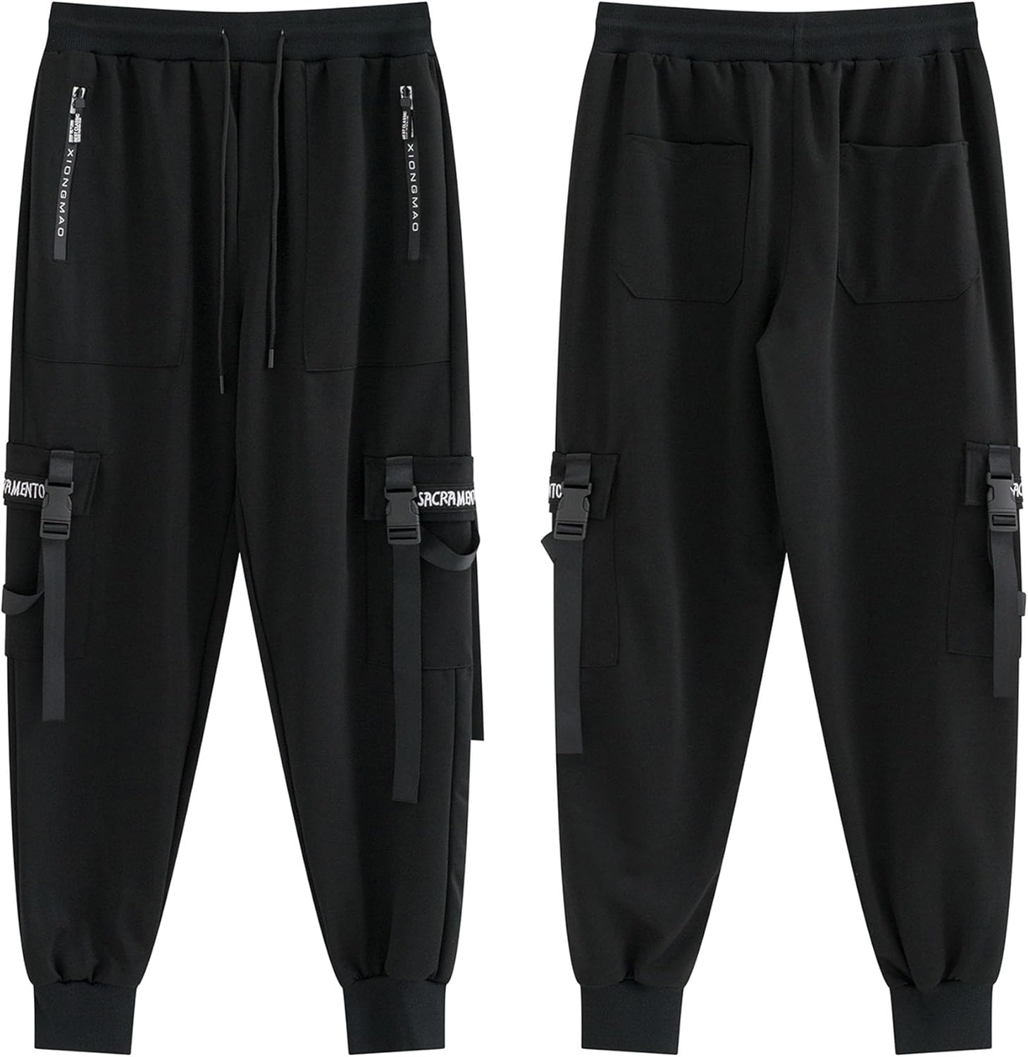 MEINVQIAOTI Streetwear Baggy Cargo Sweatpants for Women Functional Streamer Jogger Techwear Black Cargo Pants for Women - Image 3