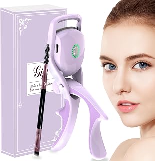 Electric Heated Eyelash Curler Rechargeable: Portable Advanced Quick Heated Eye Lashes 3 Modes with Sensing Heating Silicone Pads Professional Warmer Eyelash Curlers 24 Hours Long Lasting Purple