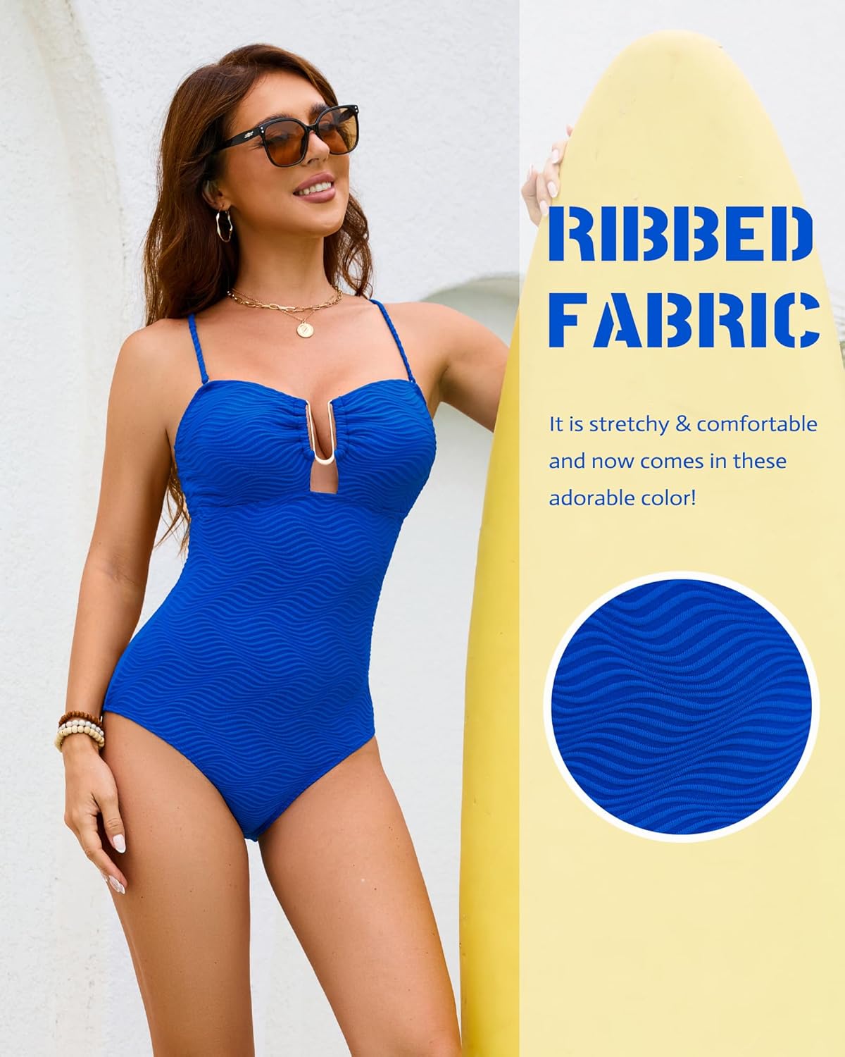 Jolefille One Piece Swimsuit Women Tummy Control Bathing Suit Bandeau Strapless Swim Suits Modest Swimwear Ribbed Shapewear - Image 7