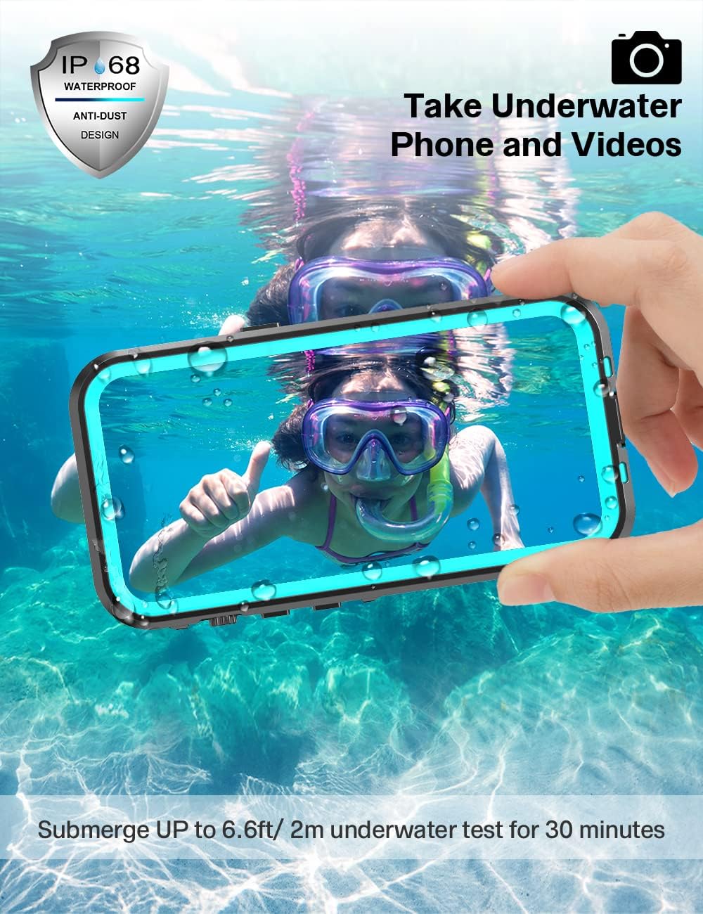 Fansteck iPhone 13 Waterproof Case, IP68 Protective Clear Cover with Built-in Screen Protector, 360° Full-Body Heavy Protective Rugged Shockproof Case, High Sensitive Screen Touch (6.1 inch)