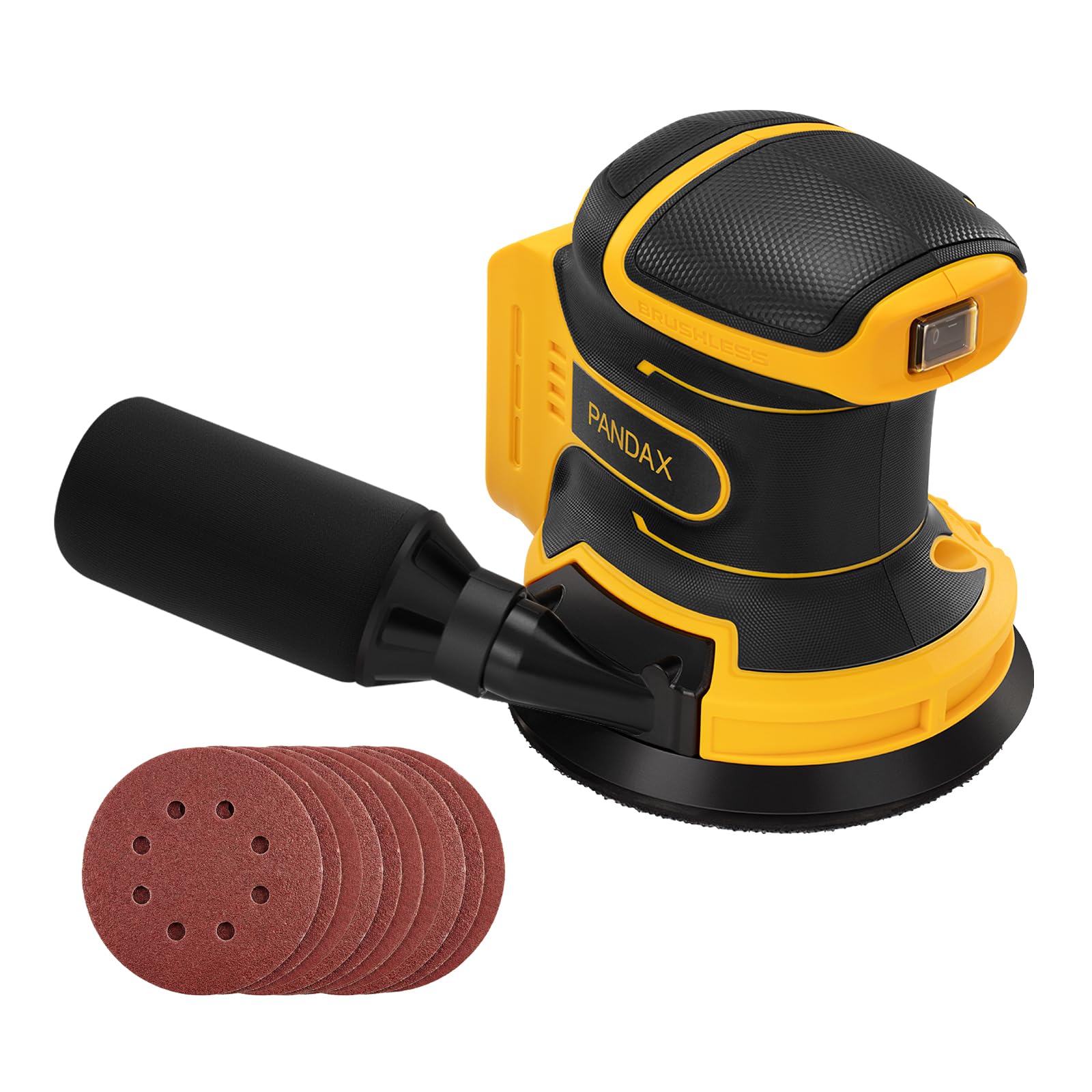 5’’ Brushless Cordless Random Orbital Sander Compatible with DeWalt 20V MAX Battery (TOOL ONLY), 12,000OPM Palm Sander, Dust Bag, Lightweight, 10
