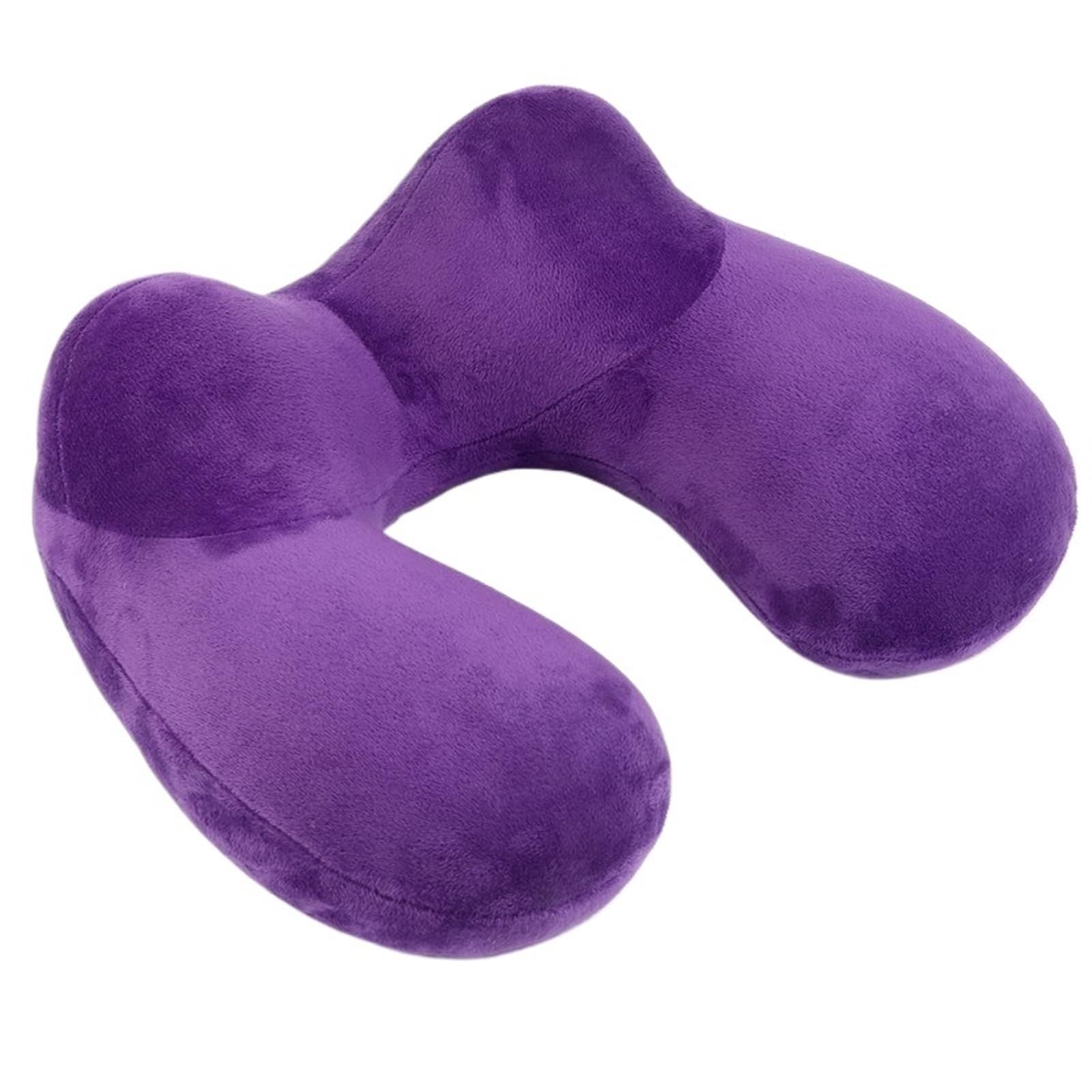 YShiuoL Neck Pillow U-Shape Travel Pillow for Airplane Inflatable Neck Accessories Comfortable Pillows for Sleep Home Textile(PURPLE)
