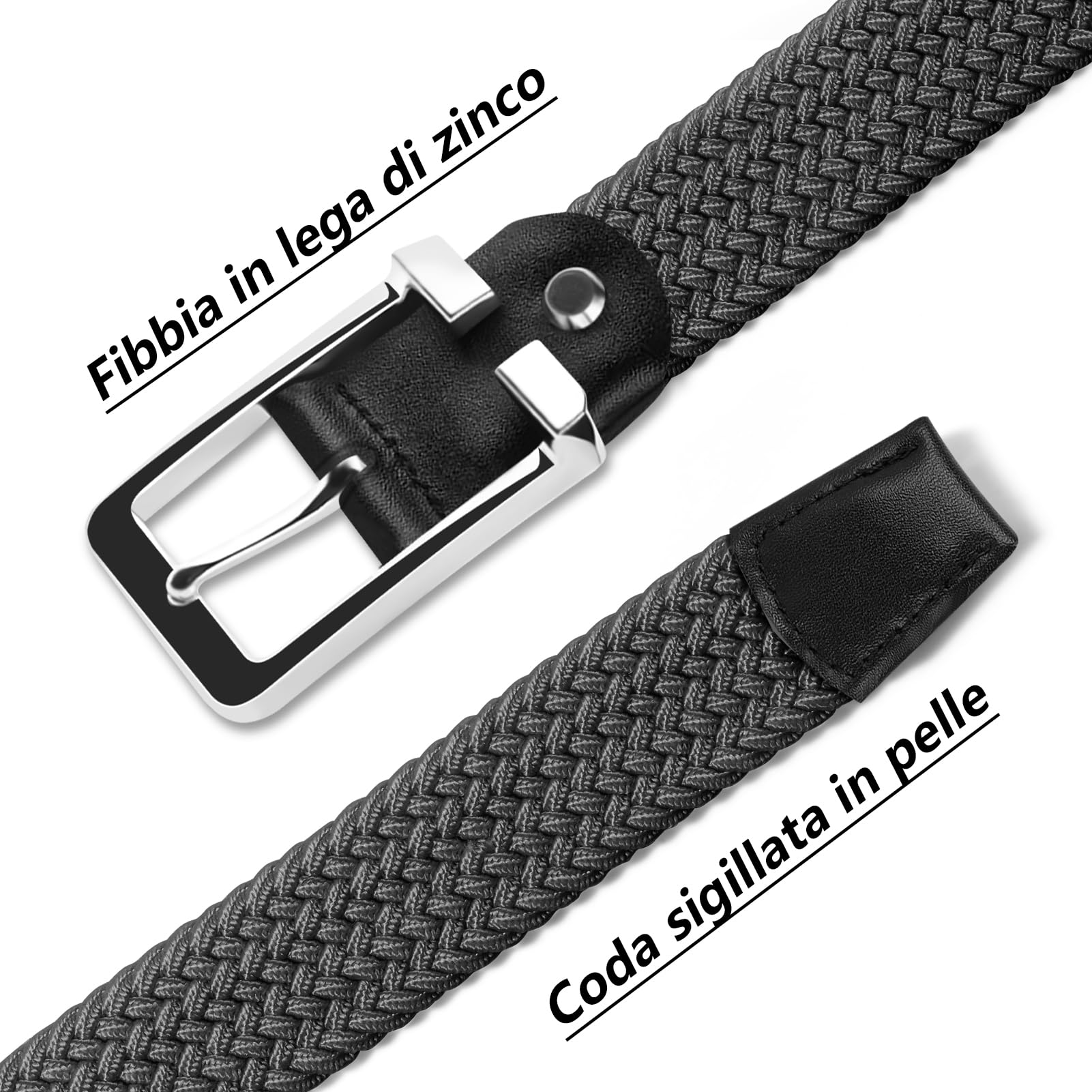 LAKIDAY Cintura in Tessuto Cintura Elasticizzata Cintura intrecciata cintura intrecciata Elastica perUomo e Donna ampia lunghezza da 3,5 cm da 100 cm a 130 cm