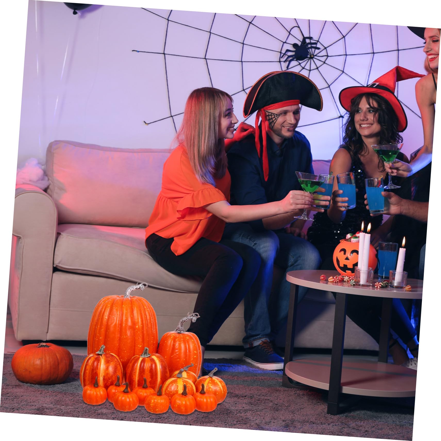Alipis 14 Piezas Calabaza De Espuma De Simulación Calabazas De Cosecha Falsa Suministros para Fiestas De Cosechar Naranja