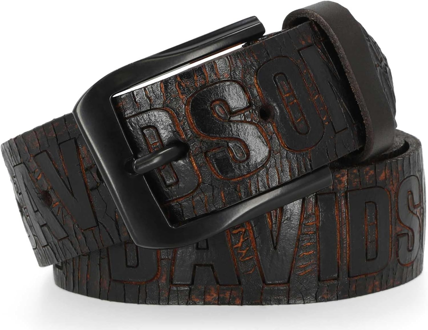 Harley-Davidson Men's Cracked Earth Raised H-D Logo Leather Belt - Dark Brown
