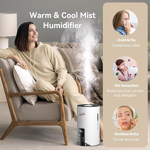 Miniatura 4 de Humidificador ultrasónico inteligente de 4 litros diseño de llenado superior, niebla fría, larga duración de 30 horas de funcionamiento, control