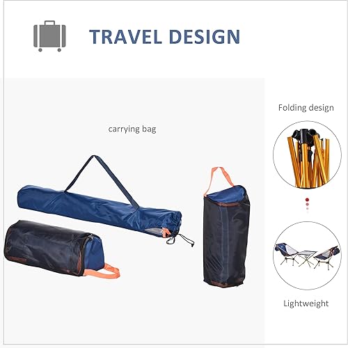 Miniatura 4 de Outsunny Silla plegable compacta de 3 piezas, silla acolchada para exteriores con bolsa de transporte portátil, fácil de instalar, para senderismo,