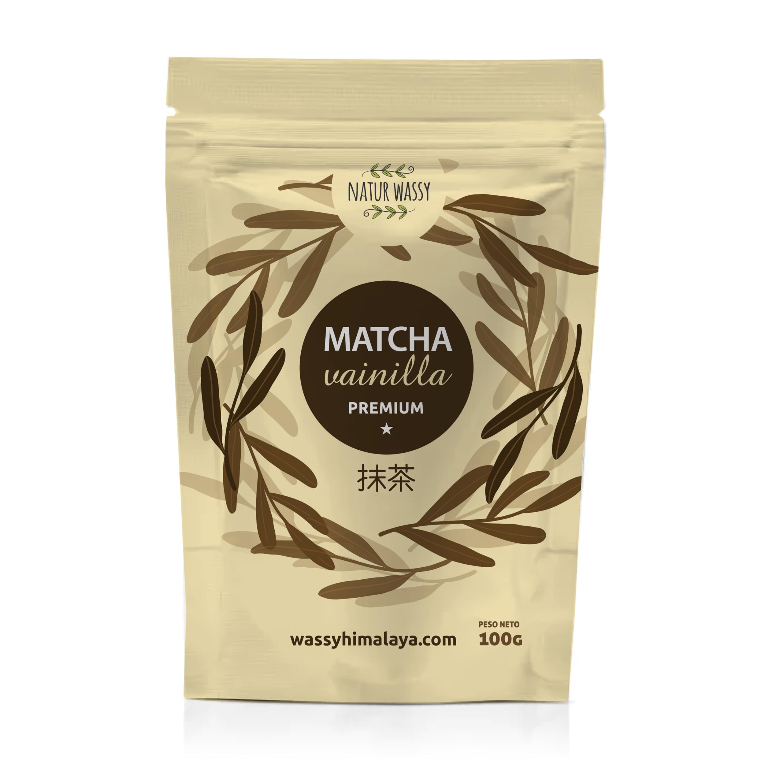 NATUR WASSY Te Matcha VAINILLA, Grado PREMIUM, En Polvo. 100% Natural. 100Gr De Te Verde Matcha Sabor a Vainilla, Potente Detox Y Antioxidante. 100 Dosis