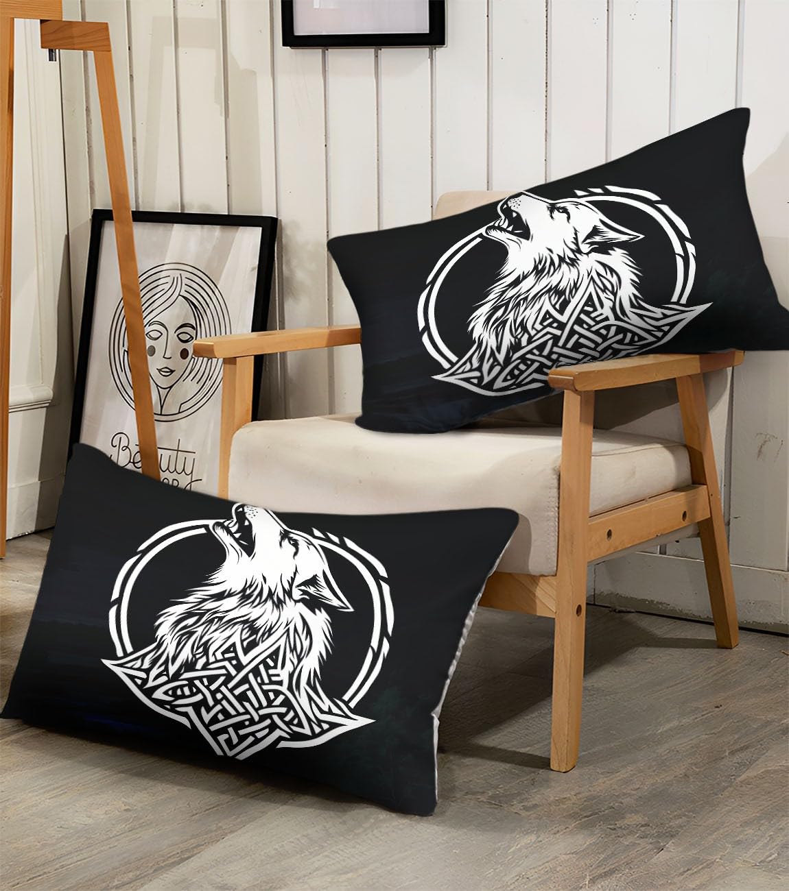 Funda Nórdica Lobo Vikingo Juego De Cama Suave Transpirable Microfibra 1 Funda Nórdica + 2 Fundas De Almohada 50X75cm Cama 90