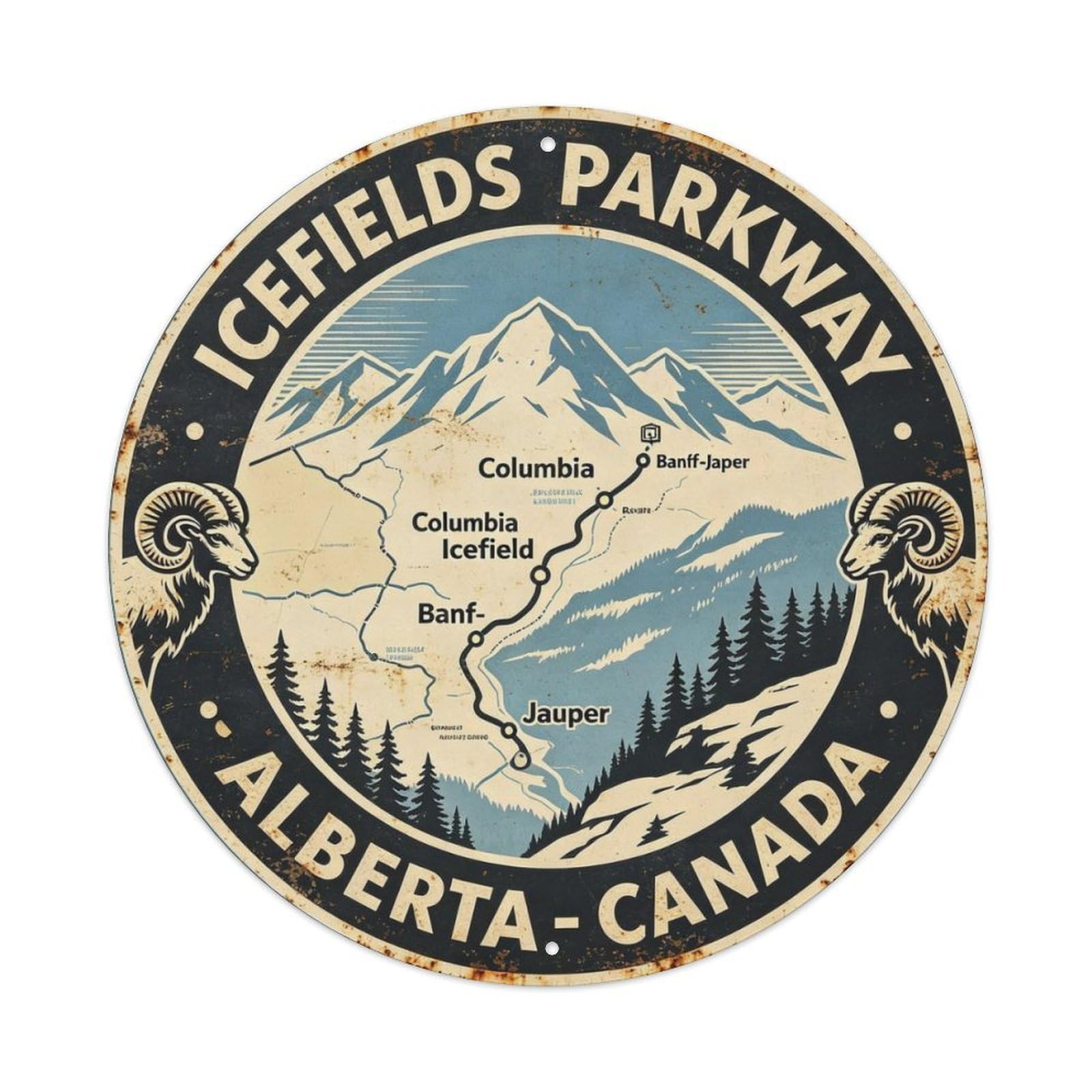 Icefields Parkway Metal Tin Sign Plaque