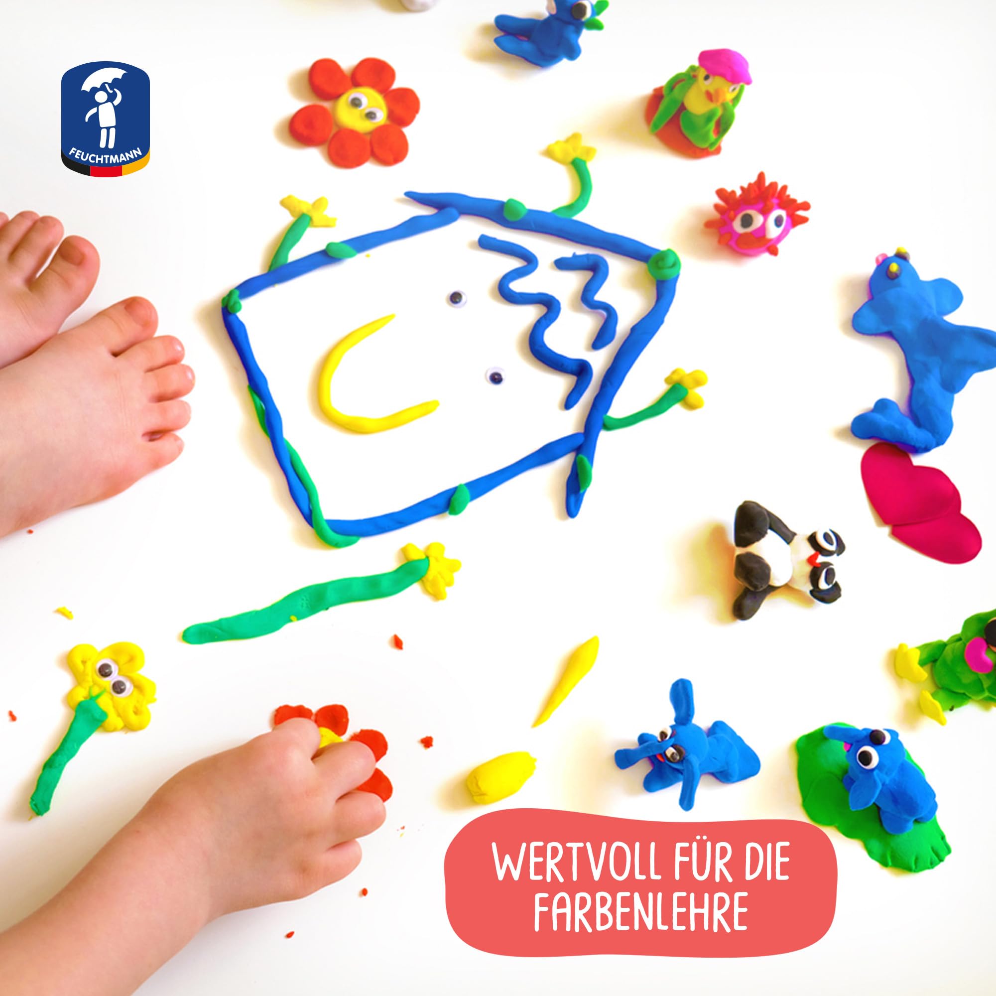 Feuchtmann Schul-KNET - Set Pasta Da Modellare Per Bambini, 10x18g Con Strumento, Senza Glutine E Vegana, Prodotta In Germania - 2