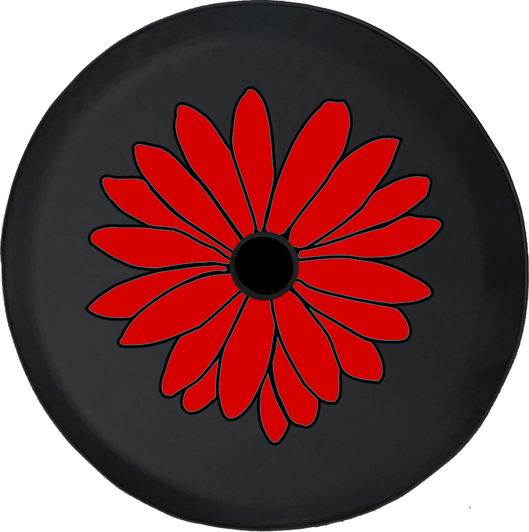 JL Spare Tire Cover Bright Red Flowers 4x4 JL Tire Cover with Backup Camera Hole BUC (Fits: JL Accessories) Black Size 32 Inch with Grommets