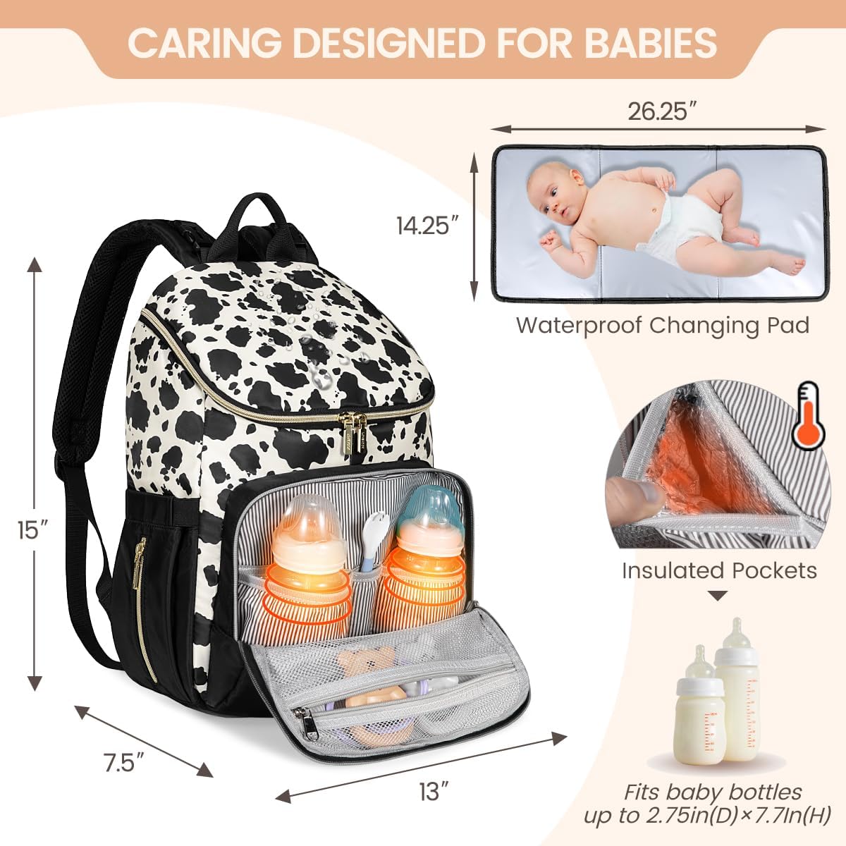 LOVEVOOK Diaper Bag Backpack Large Capacity Baby Bag with Portable Changing Pad, Multifunction Baby Travel Backpack