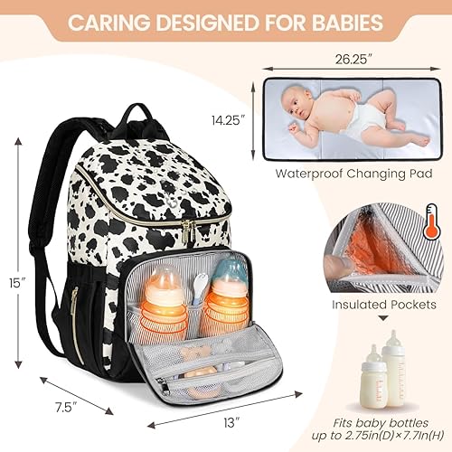 Miniatura 2 de LOVEVOOK Mochila para pañales Bolsa de bebé de gran capacidad con cambiador portátil, mochila de viaje para bebés multifunción