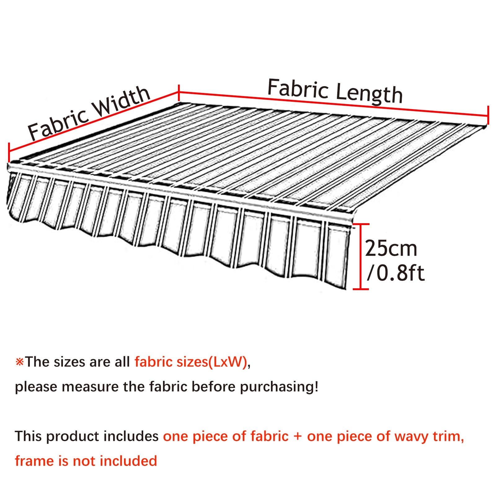 Tissu De Rechange for Auvent De Terrasse Rétractable, Toile for Store Banne, Anti-uv Et Imperméable, Cadre Non Inclus, Toile D'Auvent Tissu De Rechange for Store, Banne De Jardin Terrasse Extérieur,(G