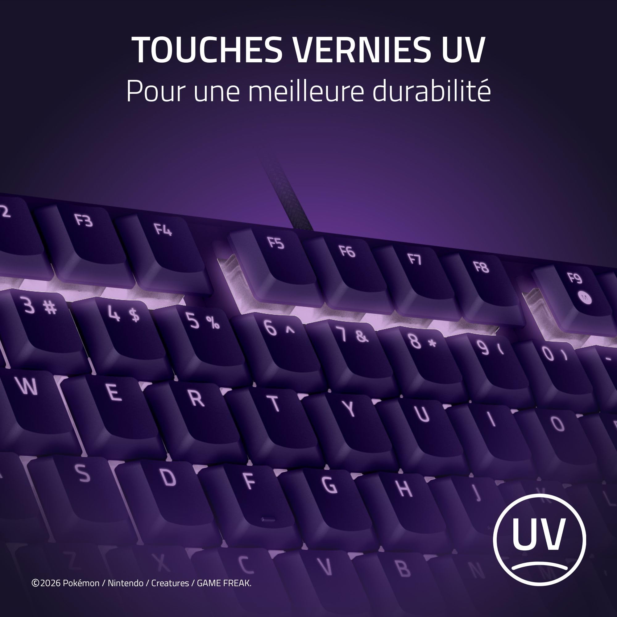 Razer Ornata V3 Tenkeyless Édition Pokémon Espeon & Umbreon - Clavier Gaming Compact et Plat - Rétroéclairage Chroma - Touches multimédia dédiées - Clavier QWERTY US | Commutateurs à Membrane