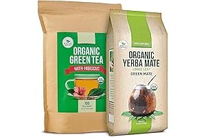 Kiss Me Organics Yerba Mate Tea Loose Leaf & Green Tea with Hibiscus Flower