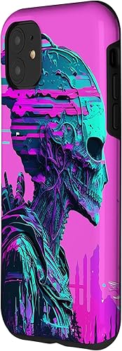 Vista 11 de iPhone 14 Pro Max Cool Retro Alien Sunset Tropical Trippy Vaporwave Sky Art Case
