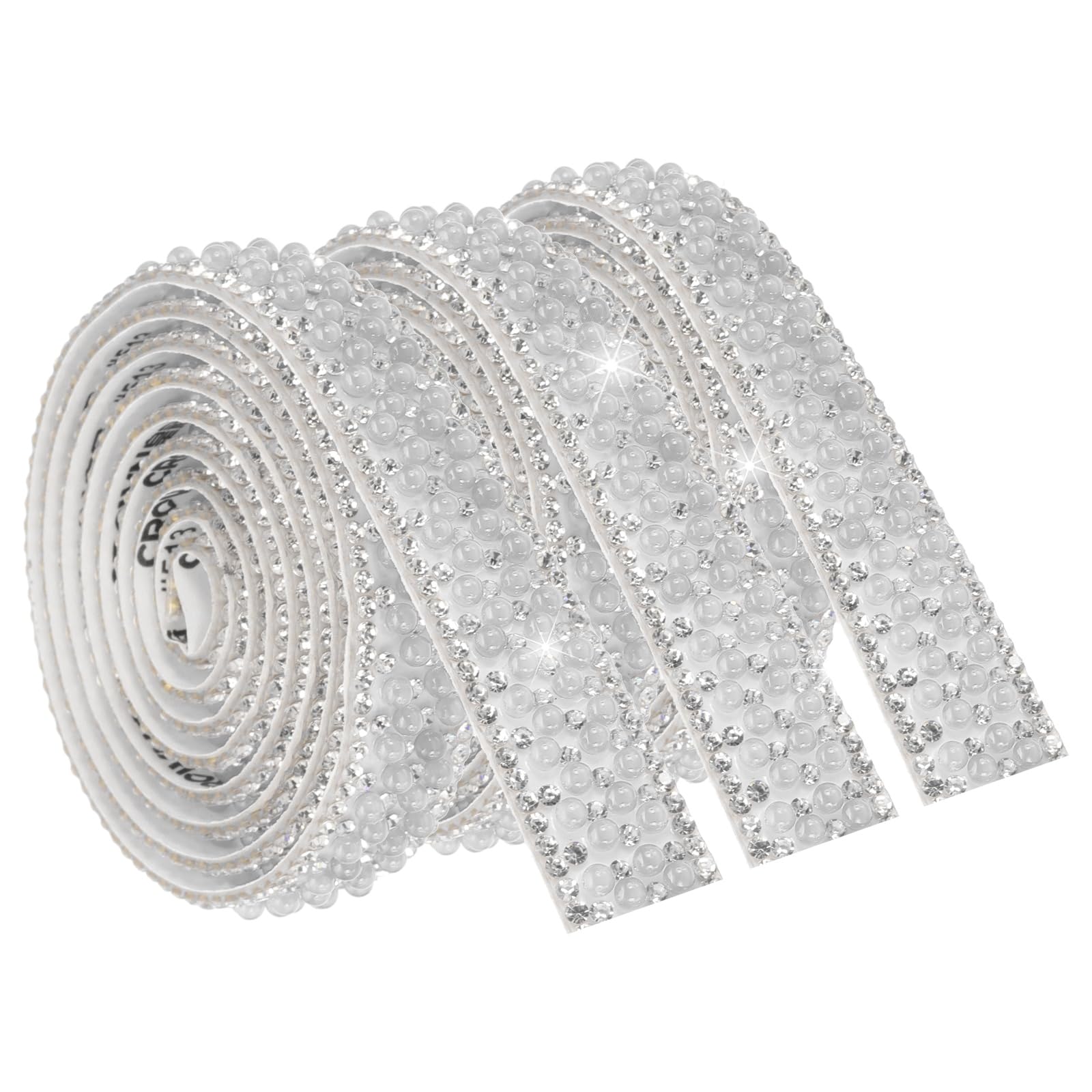 Ruban autocollant perles et strass 1,5 cm uxcell blanc pour bricolage