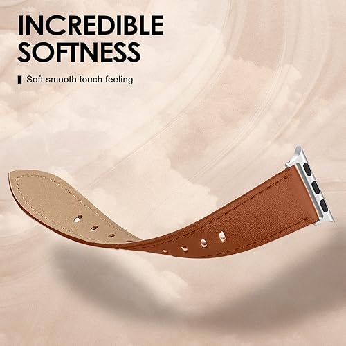 Vista 106 de Correa de cuero compatible con correas de Apple Watch de 1.811 in, 1.772 in, 1.732 in, 1.654 in (Serie 1/2/3) para hombres y mujeres, correa de Azul