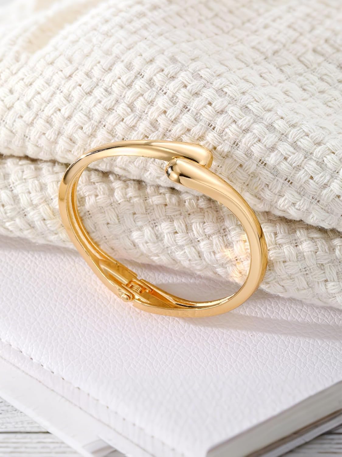 Gold Bangle Bracelets for Women Trendy Chunky Adjustable Cuff Bracelet Statement Thick Twist Waterdrop Bracelets Dainty Non Tarnish Waterproof Bracelet Fashion Jewelry Gifts - Image 5