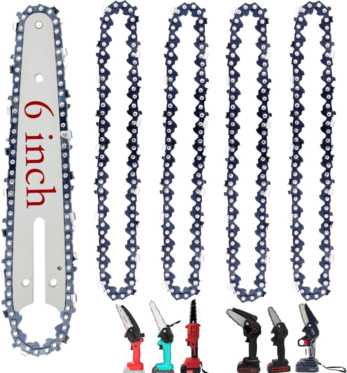 4 Mini Chainsaw Chain,Universal Chain for Mini Chainsaws,6 Inch Replacement Chains for Portable