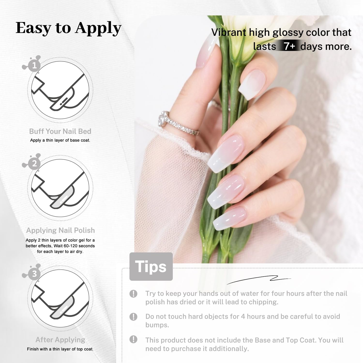 16.5ml Jelly Milky White Nail Polish Large Volume Quick Dry Nail Polish, Long Lasting Shine, Fingernail Toenail Nail Art DIY Home Travel Nail Art Gift image 5 of 7 B0FDWJY27Q