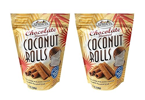 Sprouts Rollos de coco dulce crujiente de 3.5 onzas, paquete de 2 (chocolate)