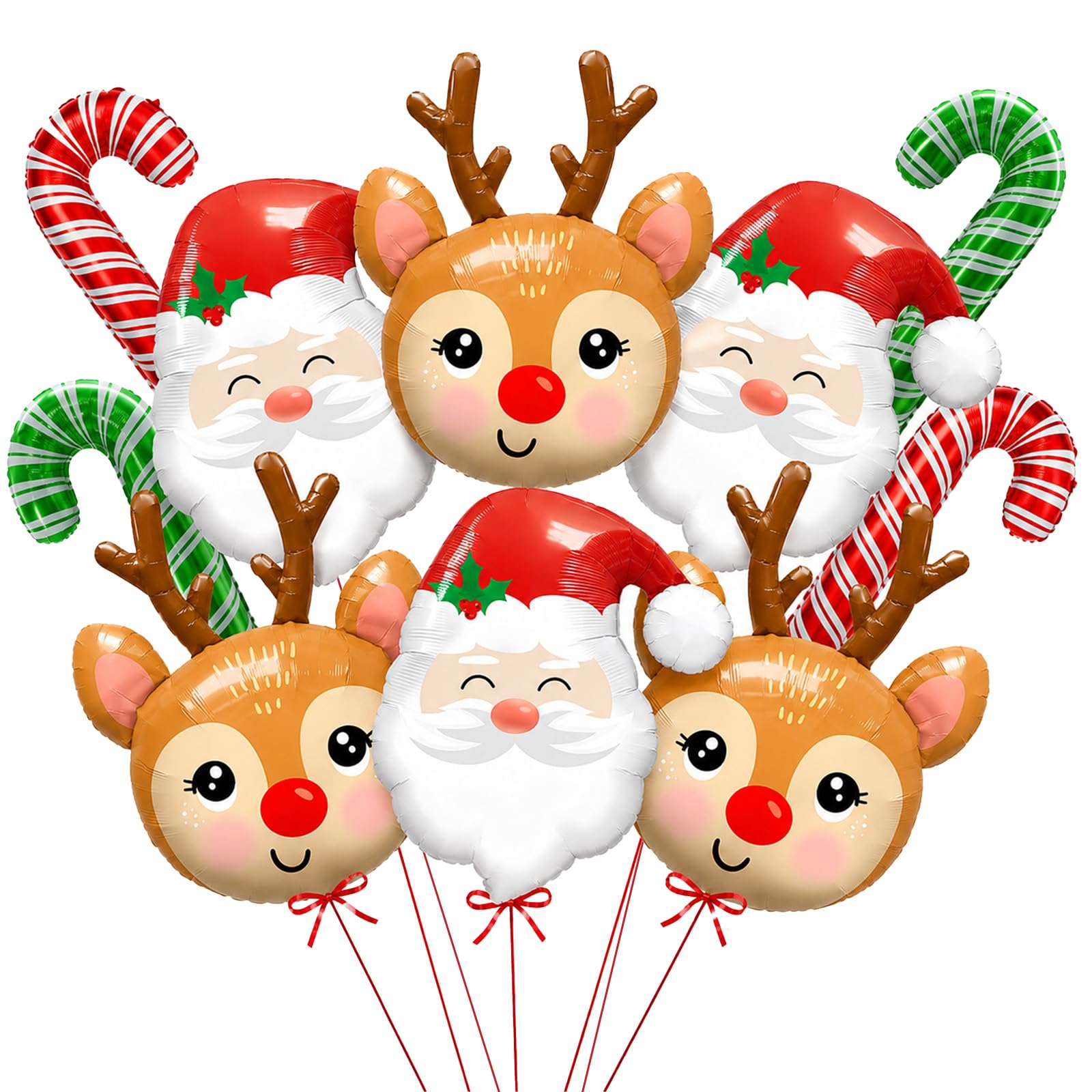 10PCS Christmas Balloons Decorations Reindeer Santa Candy Cane Balloons