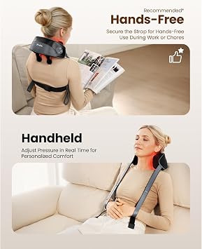 BOB AND BRAD iNeck Pro Cordless 4D Shiatsu Neck Massager with Heat for Pain Relief, FSA Eligible HSA Deep Tissue Kneading for Neck, Shoulder & Back, 190 Min Long Battery Life, for Office, Travel Gifts