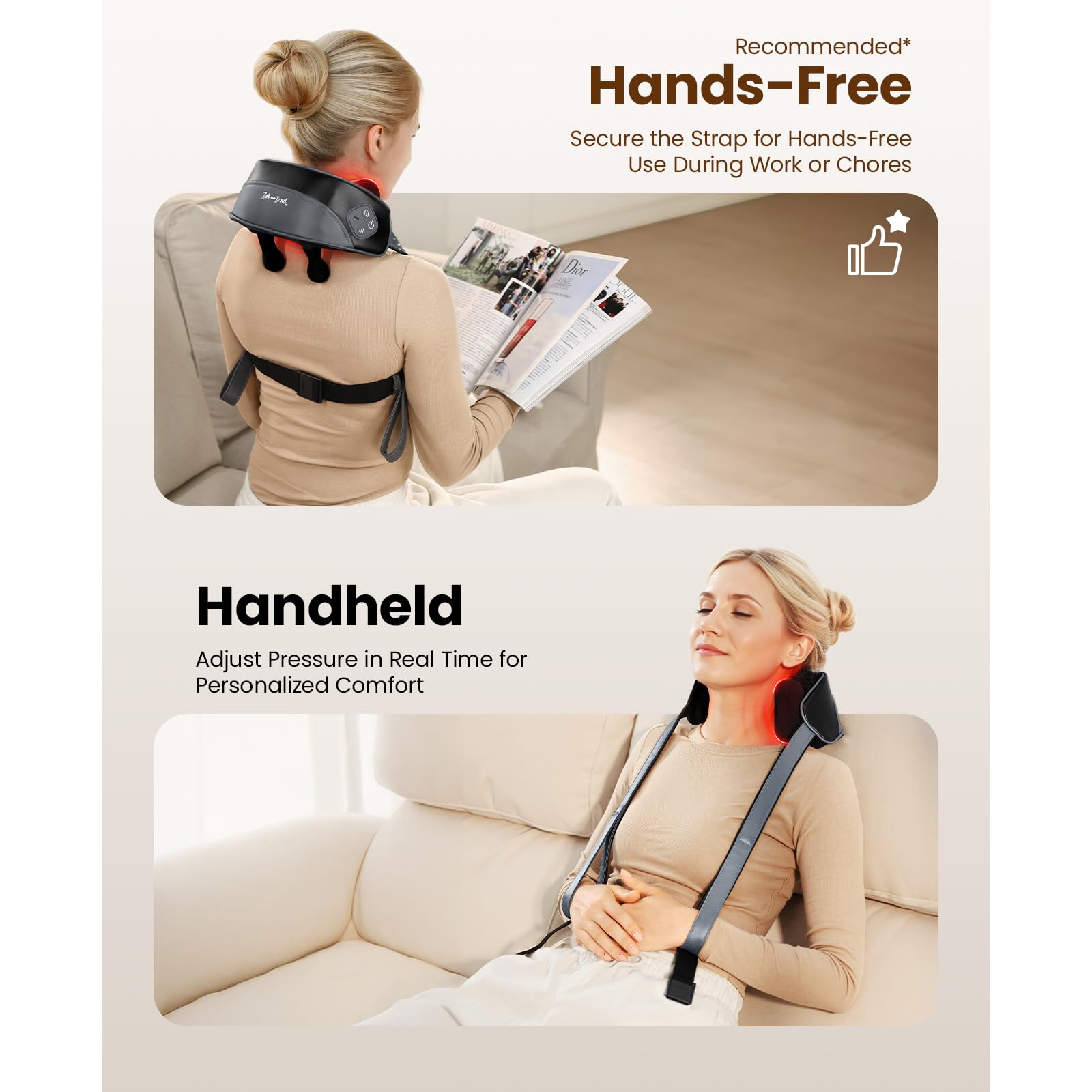 BOB AND BRAD iNeck Pro Massaggiatore Cervicale Shiatsu per Dolori con Massaggio 4D, Calore Lenitivo, Leggero & Senza Fili - Massaggiatore Collo Spalle Schiena, Regalo per Donne Uomini Mamma papà