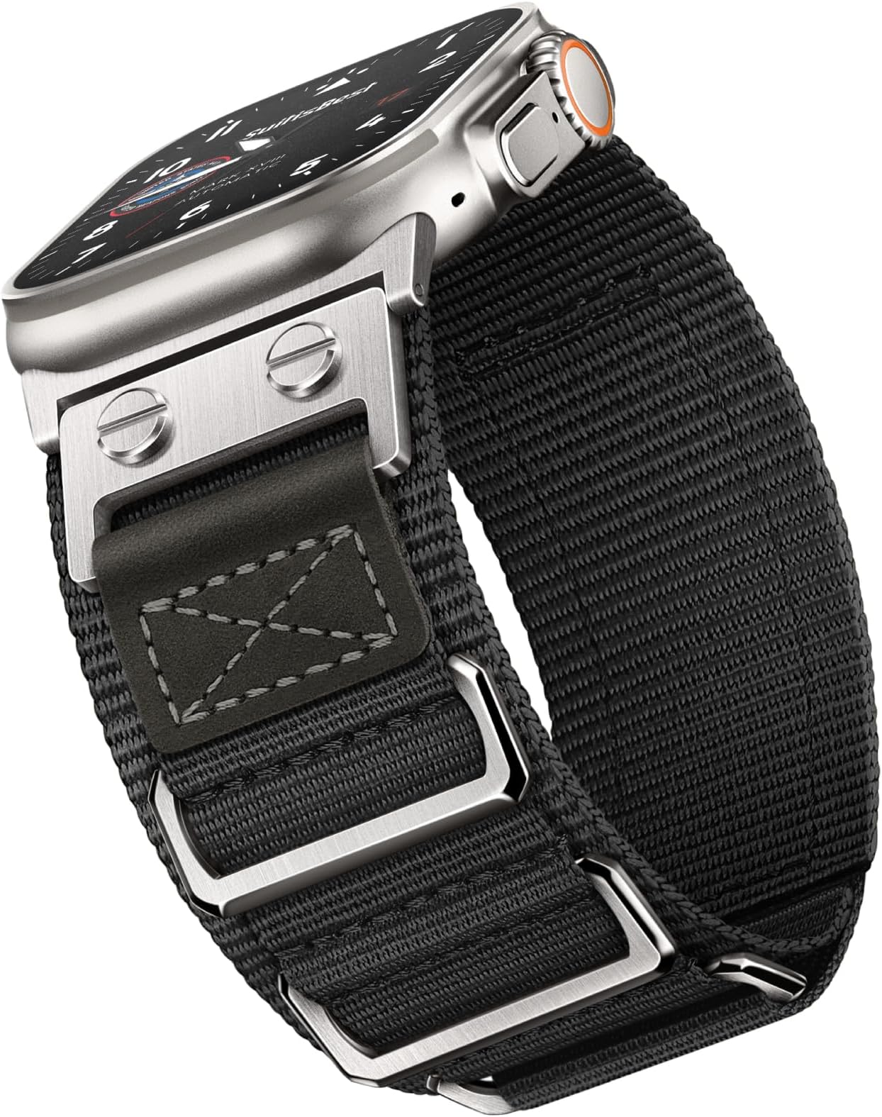 Rugged Bands Compatible for Apple Watch Ultra Band 49mm 46mm 45mm 44mm 42mm, 3 Ring Military Nylon Sport Durable Metal Strap for iWatch Series 11 10 9 8 7 6 5 4 3, SE 3 2 1, Ultra 3 2 1