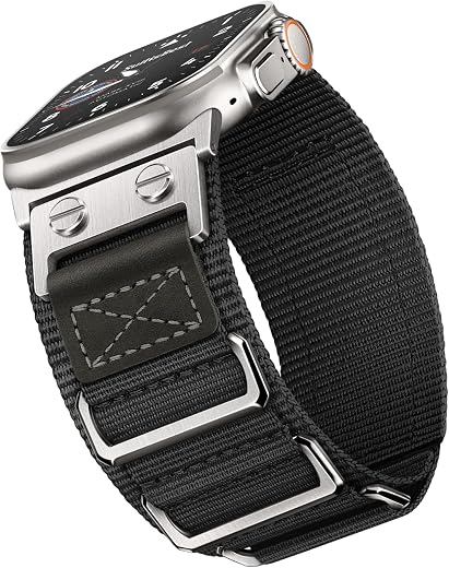 Suitisbest Rugged Bands Compatible for Apple Watch Ultra Band 49mm 46mm 45mm 44mm 42mm(Series 3), 3 Ring Military Nylon Sp...
