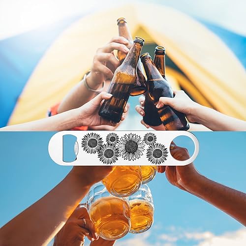 Miniatura 5 de Abrebotellas plano de acero inoxidable con girasoles para bar, restaurante, ideas de regalo para mujeres, amigos, camareros, amantes de la cerveza,