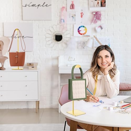 Miniatura 6 de Maitys Paquete de 6 soportes de exhibición dorados de acero inoxidable de altura ajustable para bolsas de exhibición de metal para el hogar, tienda