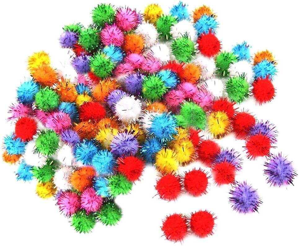 Random Color Mini Colorful Sparkly Glitter Tinsel Pompom Balls Toys f Dog Cat Bird Pack of 100 Nice