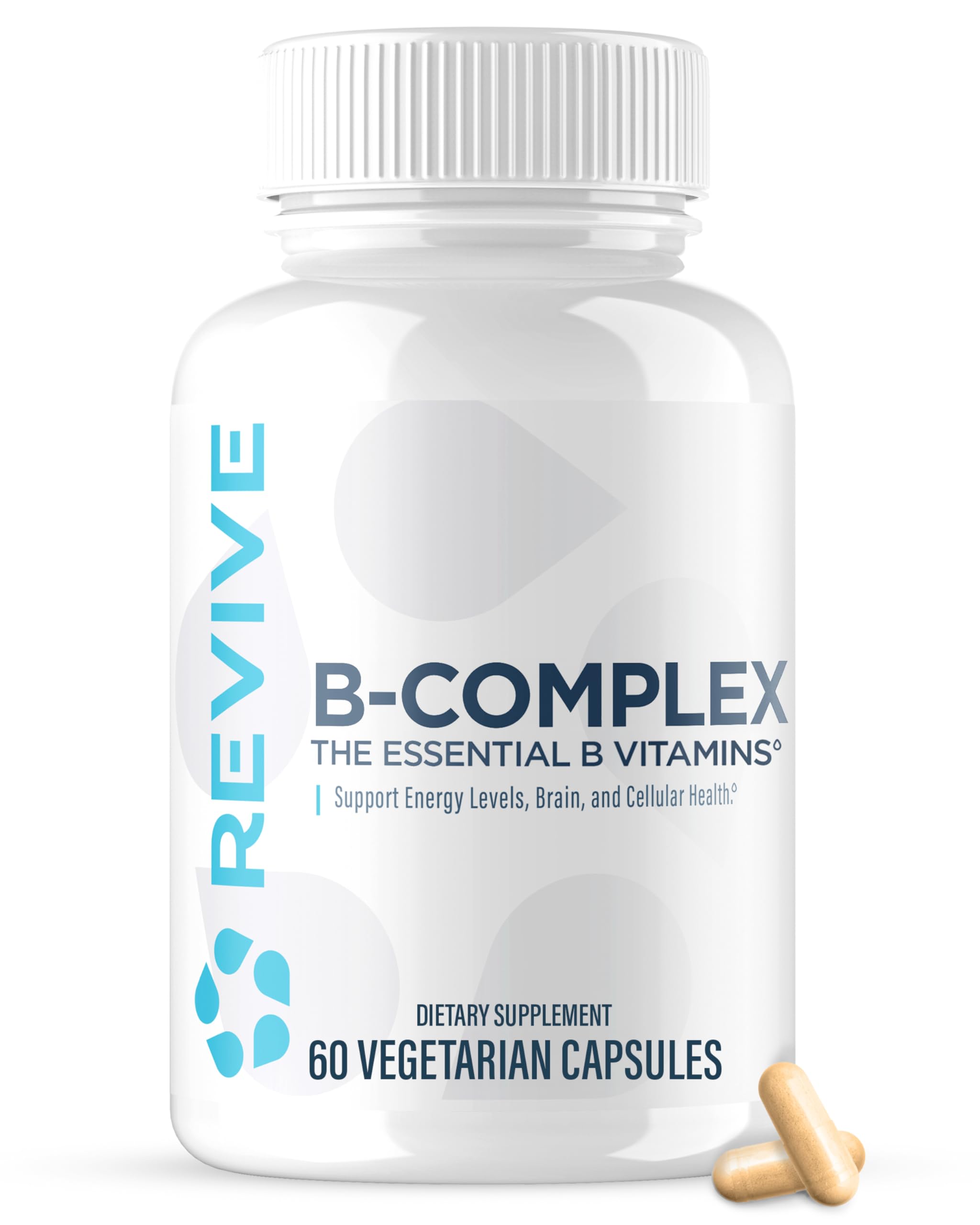 Revive MD Vitamin B Complex Capsules for Men & Women – Supports Heart Health, Energy & Immune System – Vitamin B12 Complex Promotes Healthy Brain Function & Overall Wellness (60 Servings)
