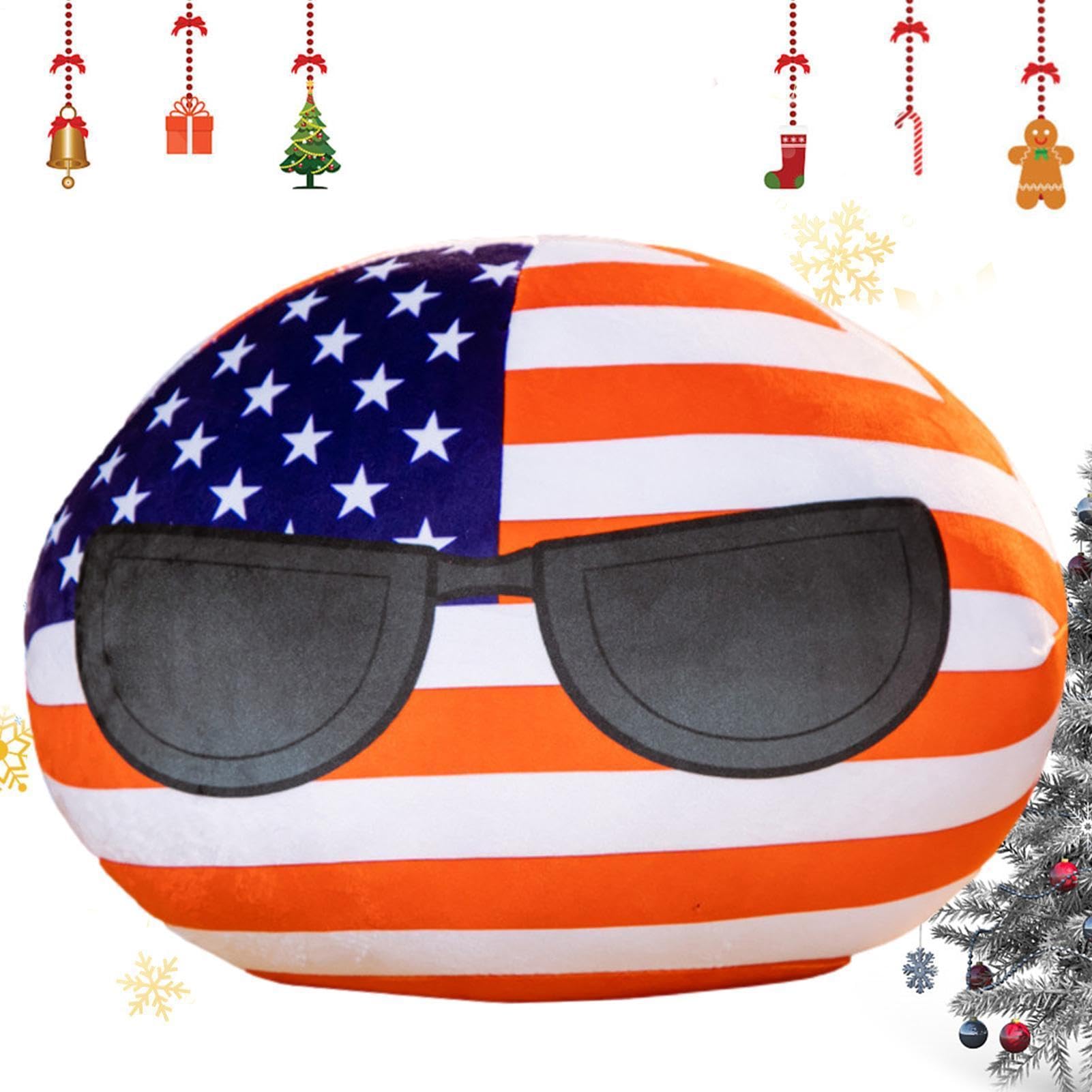Countryballs Pluşhies - 40cm Plush Country Ball | Plush Country Ball Doll Pillow Keychain Anime 2D National Flag Character Soft PlushPP Cotton Collectible Gift Toy UK US JP EU