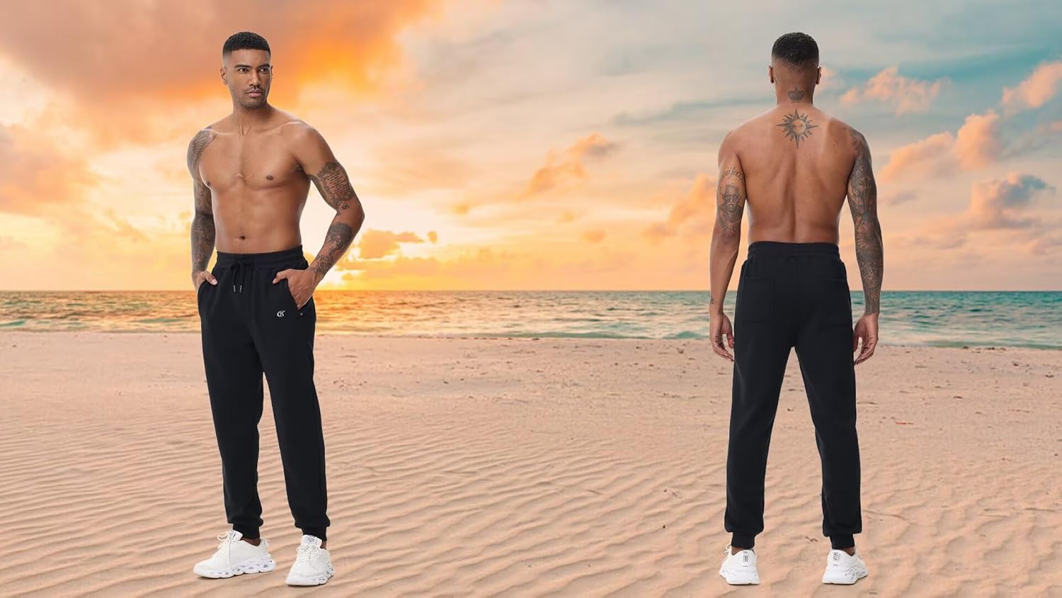 QPNGRP Men's Winter Fleece Lined Stretch Sweat Pants Zipper Pocket - Image 5