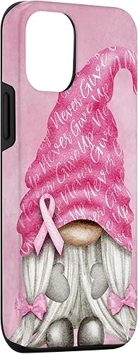 Miniatura 75 de iPhone 15 - Soporte rosa contra el cáncer con gnomo para el caso de concientización sobre el cáncer de mama