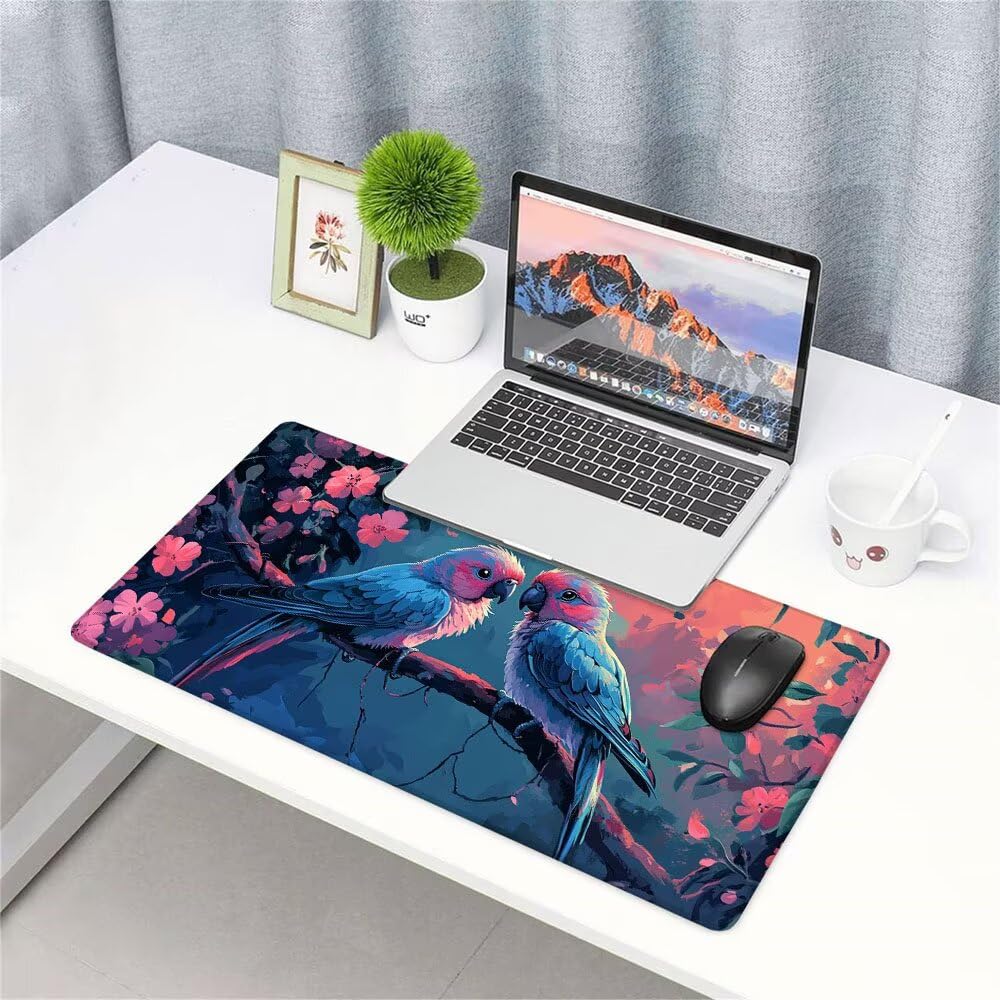 Alfombrilla de Mouse para Juegos, Blu, XXL, Antideslizante, Impermeable, Diseño de Uccello, Extendido, Grande, 1200x600x3mm, para PC, Laptop, Ufficio, Famiglia d-814