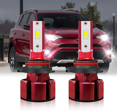 IVBDQV Compatible con bombillas LED RAV4 (2016-2018), 9012HIR2 de doble haz alto y bajo, bombillas LED para faros delanteros, 80 W, 38000 lúmenes,